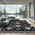 Tribal Arrow Heart Pink Black Rug