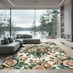 Elegant Cream Rose Bouquet Floral Rug