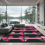 Pink Black Broken Heart Arrangement Rug