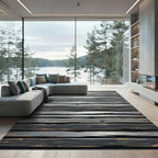 Rustic Gray Wood Grain Stripes Rug