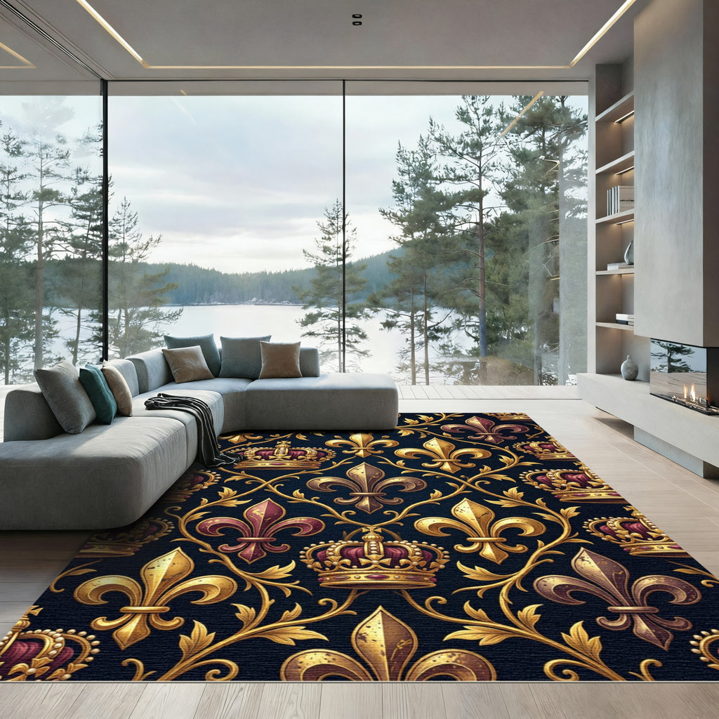 Royal Gold Fleur de Lis Crown Rug