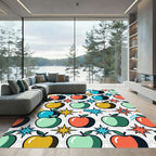Mid-Century Colorful Apple Star Mosaic Rug