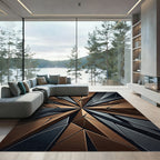 Metallic Bronze and Charcoal Geometric Star Rug