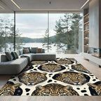 Bold Leopard Faces Cream Ground Rug