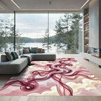 Deep Burgundy Swirl Cloudscape Rug