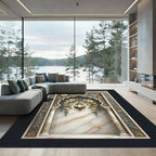 Ornate Floral Arch with Hanging Lantern Rug