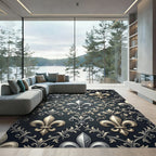 Ornate Silver Gold Fleur De Lis Rug
