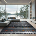 Bold Orange Blue Tribal Stripes Rug