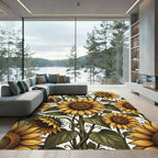 Golden Sunflower Floral Meadow Rug