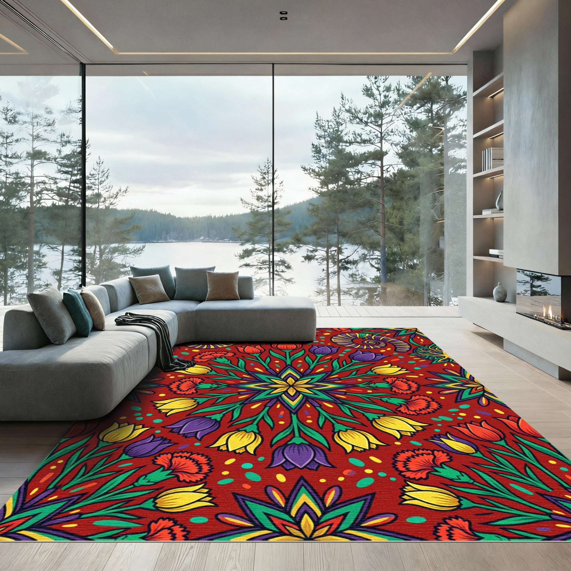 Vivid Floral Medallion Carousel Rug