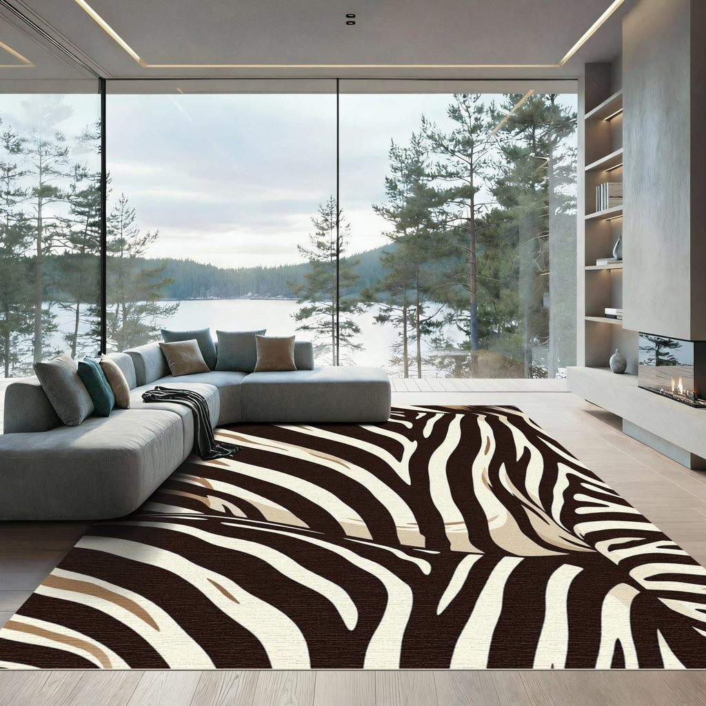Bold Chocolate Zebra Stripes Rug