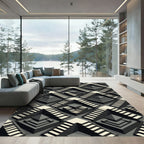 Monochromatic Isometric Stairway Maze Rug
