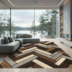 Herringbone Wood Grain Neutral Palette Rug