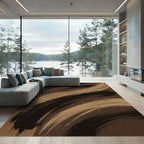 Moody Brown Abstract Brushstroke Swirl Rug
