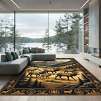 Rustic Elk Mountains Earth Tone Landscape Rug