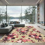 Romantic Pink Hearts Bouquet Arrangement Rug