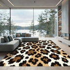 Bold Beige and Black Leopard Spot Rug