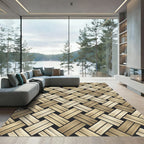 Beige Woven Basketweave Diagonal Grid Rug