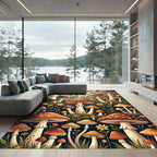 Whimsical Autumn Mushroom Forest Meadow Rug