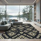 Geometric Monochrome Diamond Aztec Art Rug