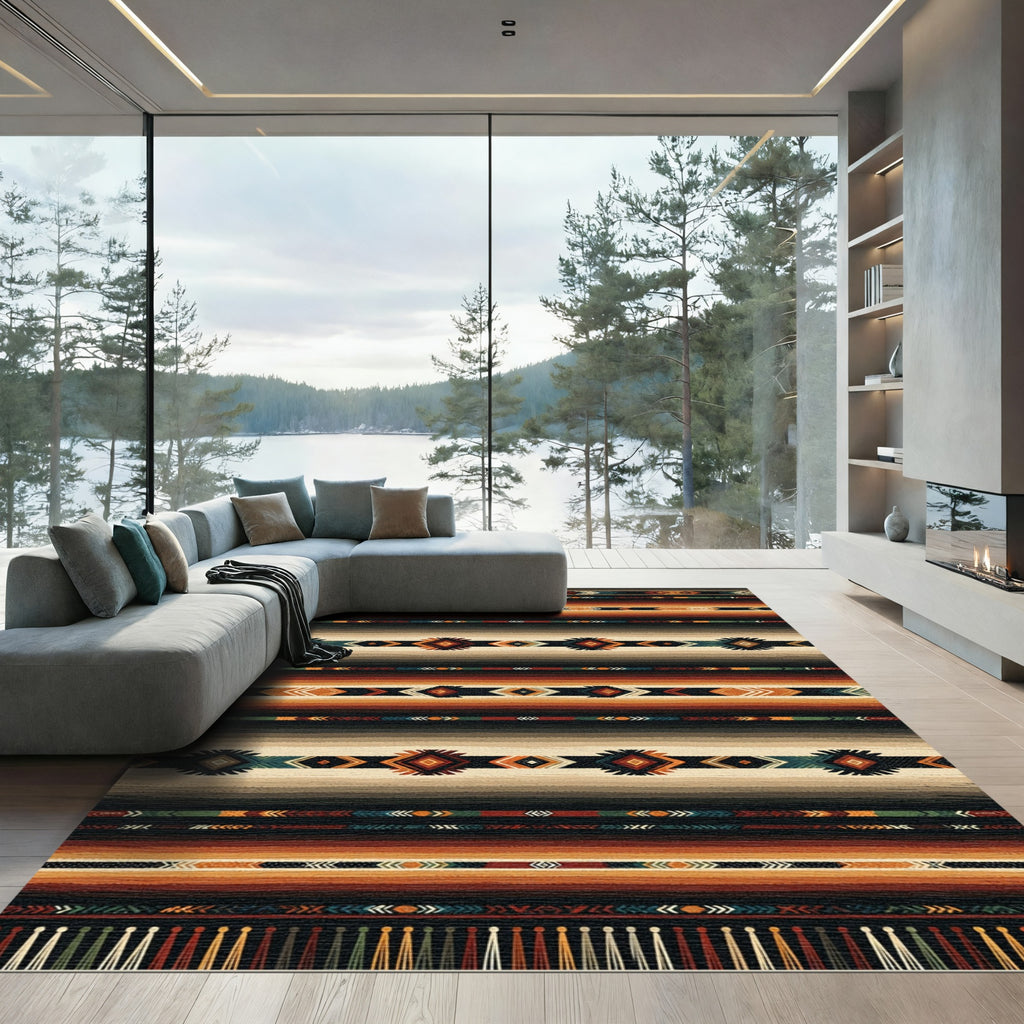 Earthy Southwest Geometric Diamond Stripe Rug