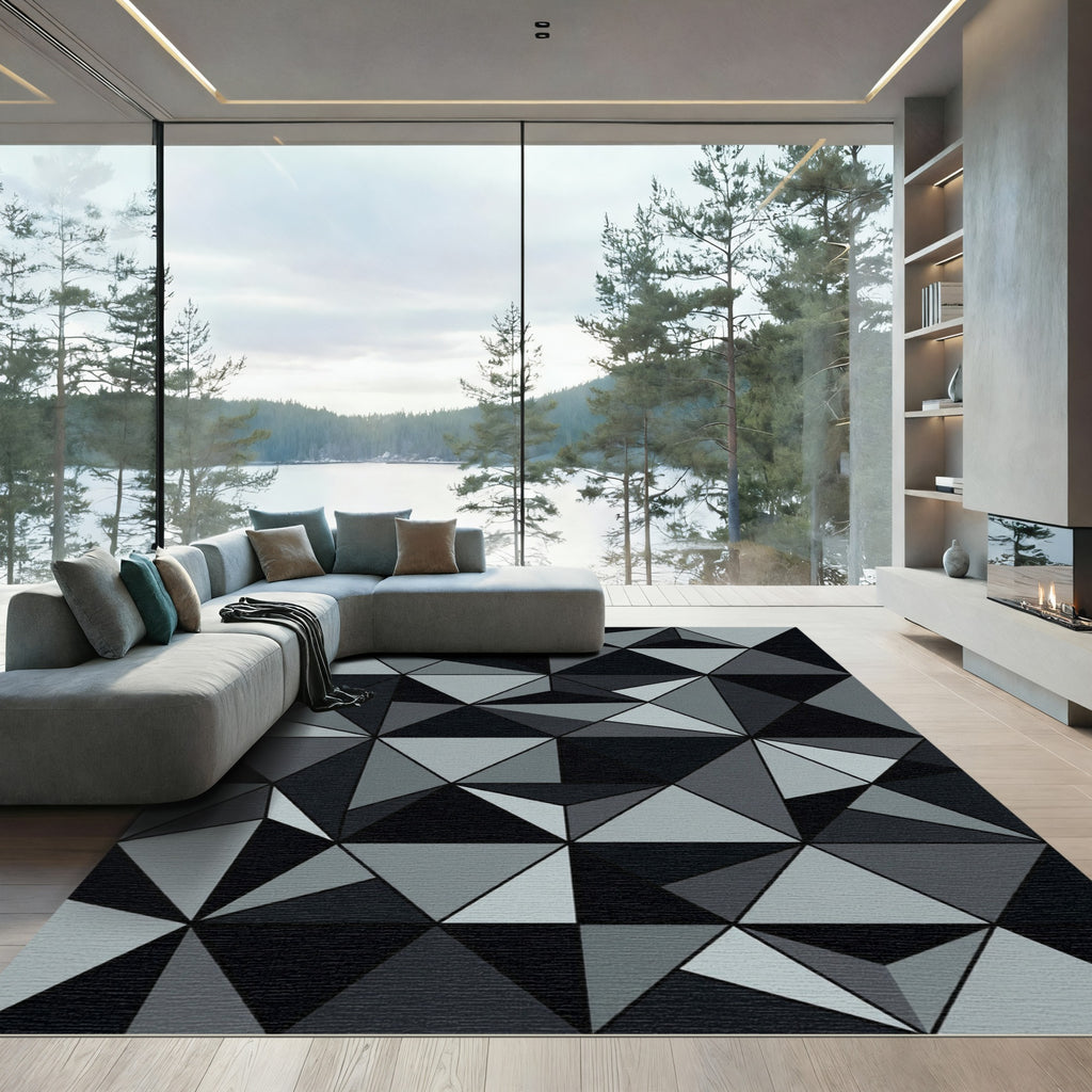 Monochromatic Geo Triangles Faceted Rug