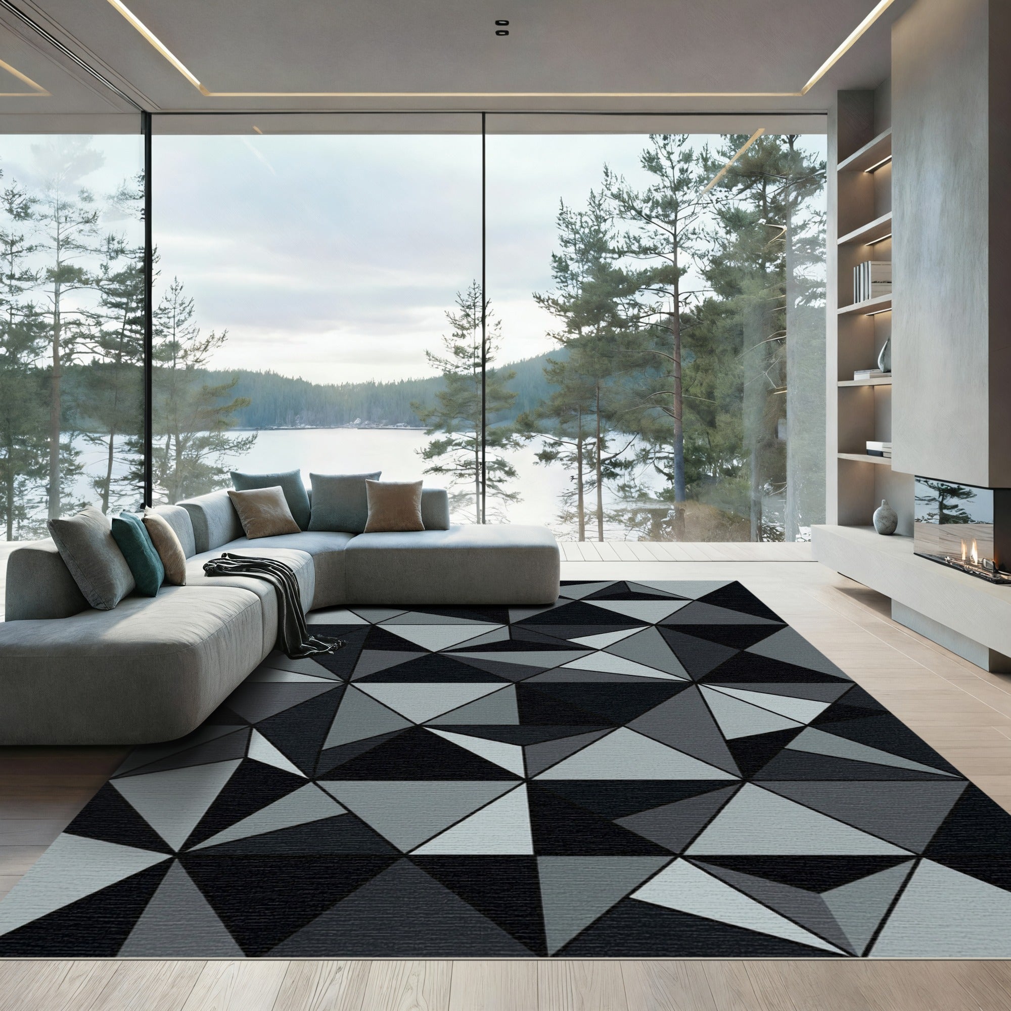 Monochromatic Geo Triangles Faceted Rug