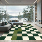 Geometric Forest Green Checkered House Rug