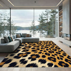 Bold Golden Leopard Spot Animal Skin Rug
