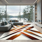 Modern Burnt Orange Abstract Diagonal Stripe Rug