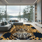 Golden Leopard Splatter Court Rug