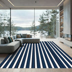 Navy White Pinstripe Elevation Rug