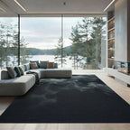 Dark Gray Swirling Smoke Abstract Rug