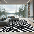 Bold Black White Arrows Geometric Rug