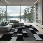Monochrome Geometric Composition Rectangles Rug