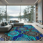 Intricate Blue Star Medallion Rug