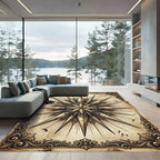 Vintage Golden Compass Star Medallion Rug