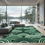 Green Gradient Arching Waves Rug
