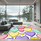 Playful Pastel Hearts and Candy Rug