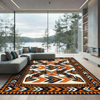 Geometric Amber Black Tribal Chevron Rug