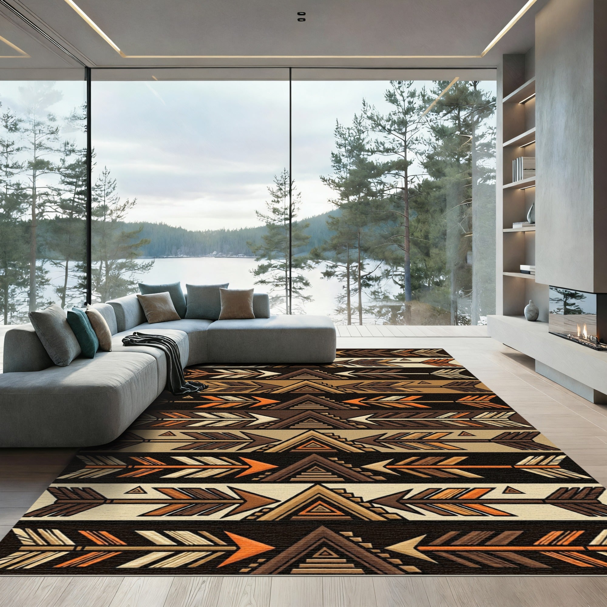 Earthy Arrows Tribal Pattern Rug