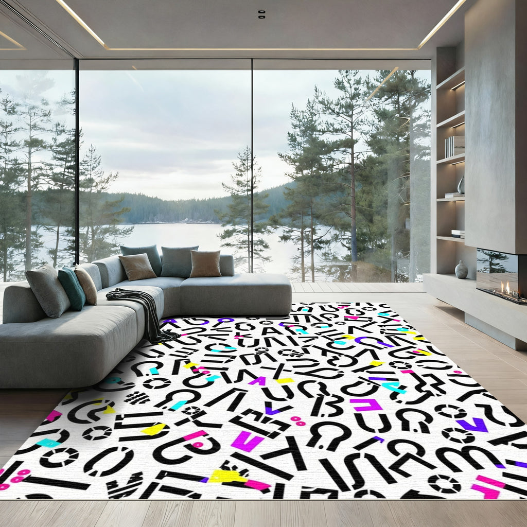 Colorful Abstract Alphabet Collage Rug