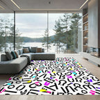 Colorful Abstract Alphabet Collage Rug