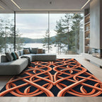 Copper Intertwined Geometric Lattice Rug