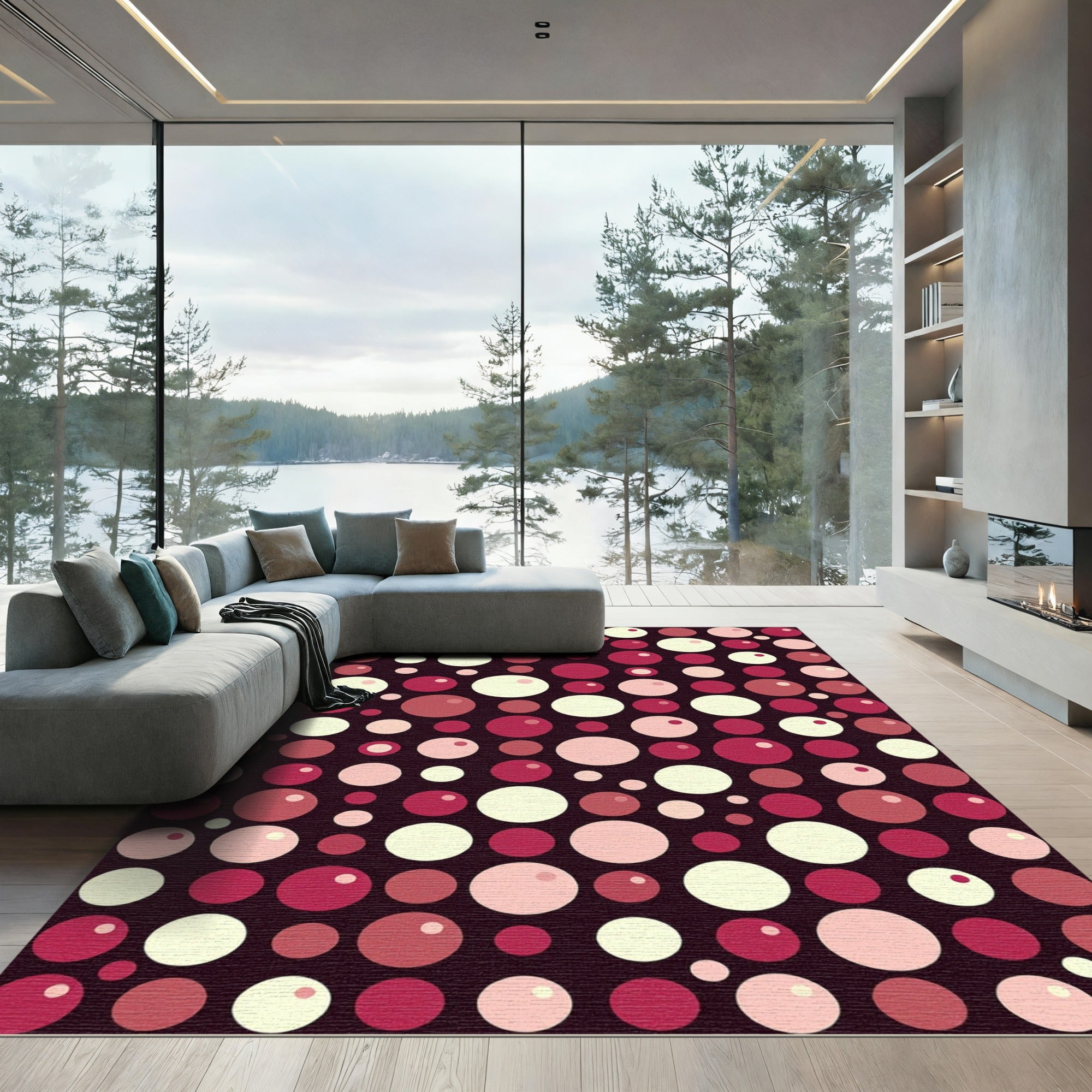 Retro Cherry Red Bubble Scatter Rug