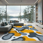 Amber Ochre Abstract Amoeba Layout Rug