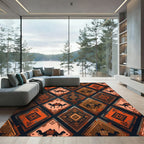 Rustic Desert Camel Geometric Diamond Area Rug