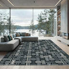 Modern Monochrome Woven Basket Weave Rug