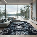 Silver Victorian Skull Smoke Embellished Rug