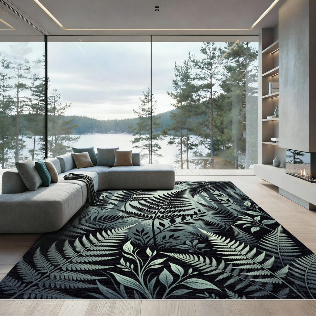 Mist Forest Botanical Fern Shadow Rug